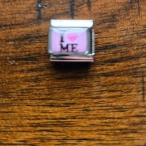 I Heart Me Italian Charm Link Stainless Steel Pink Heart 9mm Modular Bracelet
